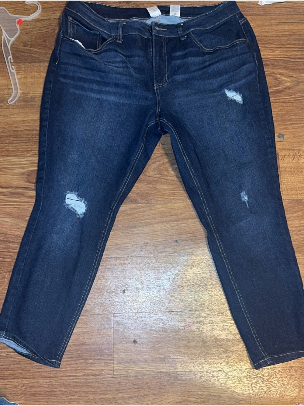 Time and Tru Dark Blue Distressed Ankle Jeans